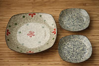 Export to Japan antique glaze pure hand-painted retro square dish inventory, heart plate, salad plate, large, medium and small sizes thumbnail 2