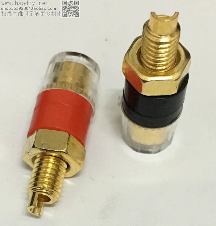 小号镀金纯铜功放机喇叭透明接线柱接线端子音响插座板盒香蕉插座图片