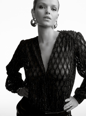 年末狂欢3折 法国奢牌 Aubade 渔网质地薄纱连体衣 1M84-E