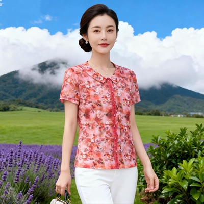 夏季网纱木耳边速干短袖T恤