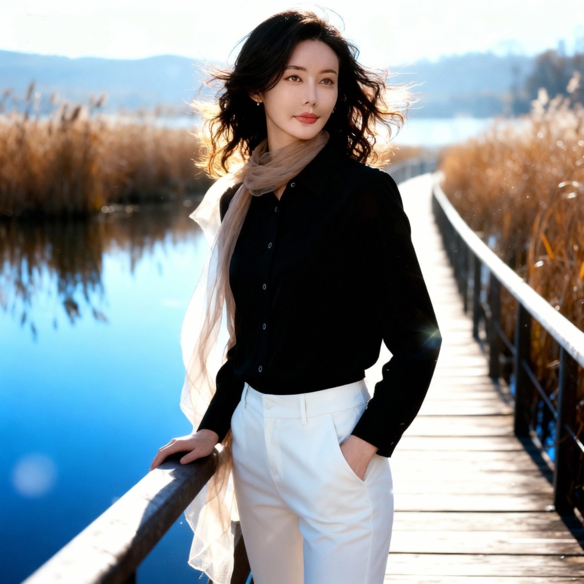 中年妈妈黑色速干弹力薄款衬衫
