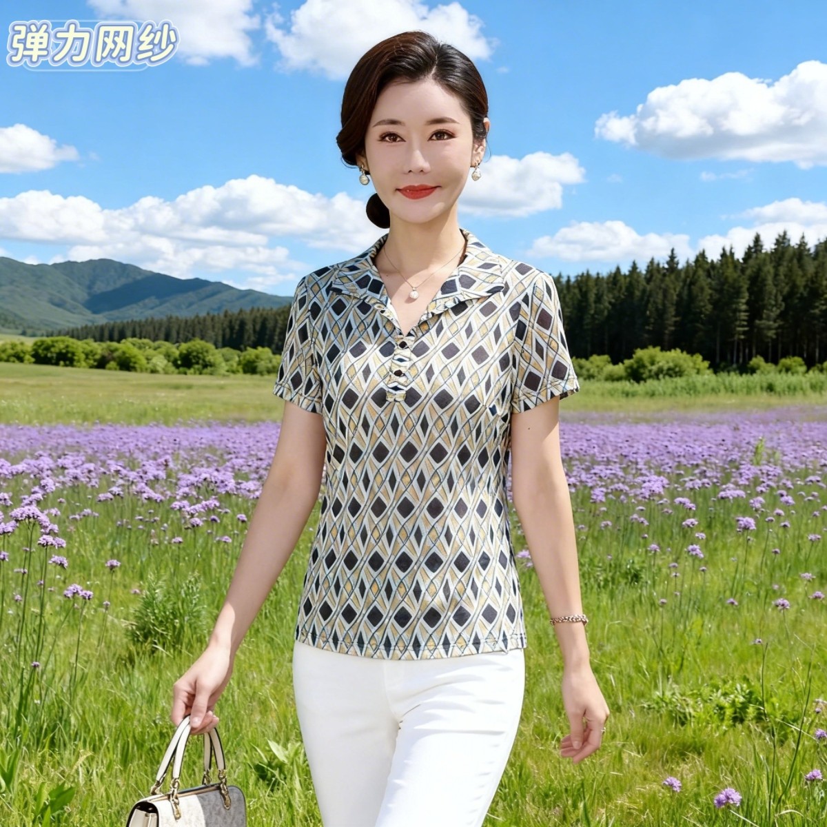 中年妈妈2026新款速干网纱衬衫