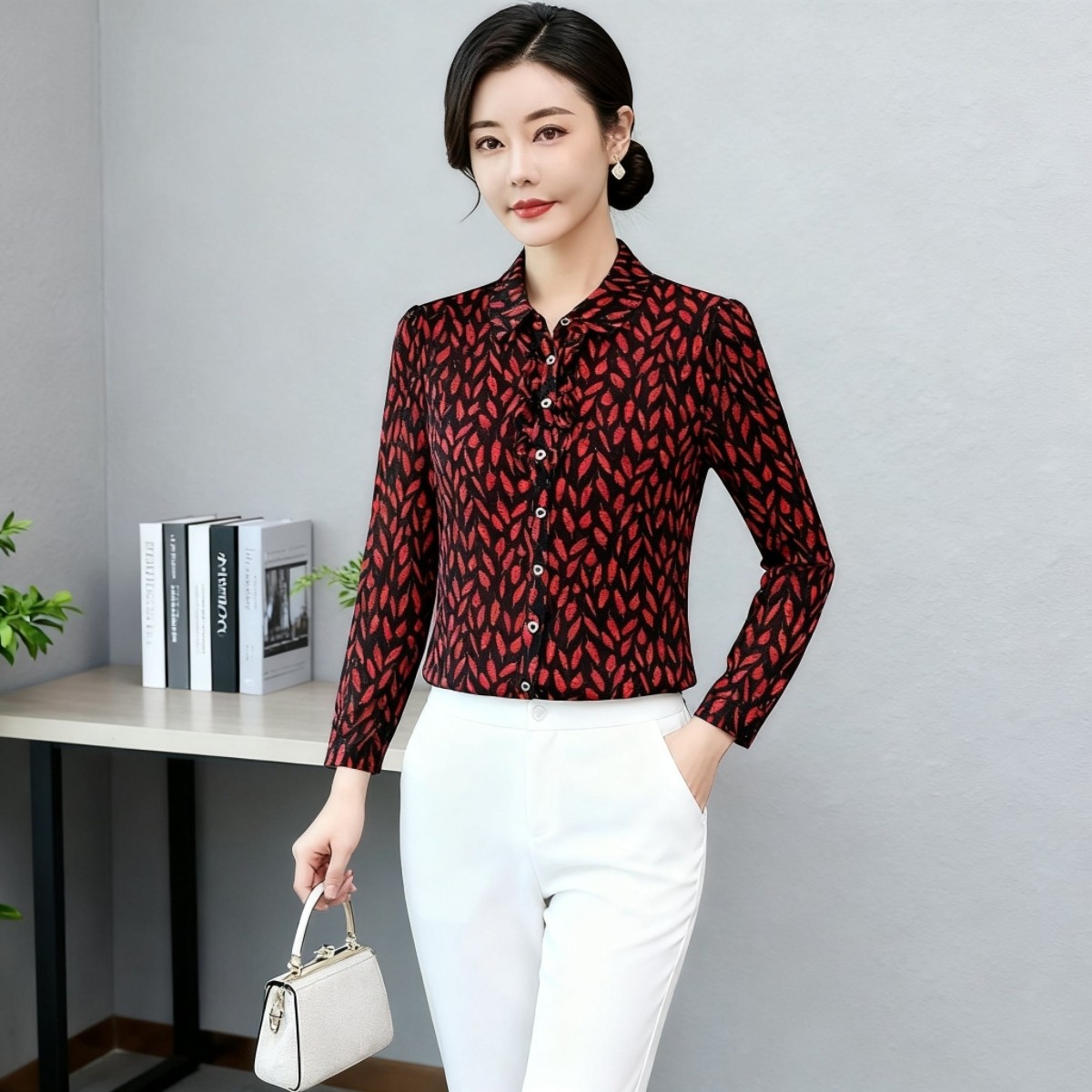 时尚中年妈妈春秋夏装2026新款长袖速干台湾纱衬衫洋气女装上衣薄