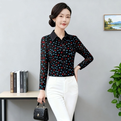 时尚中年妈妈春秋夏装2026新款长袖速干台湾纱衬衫洋气女装上衣薄