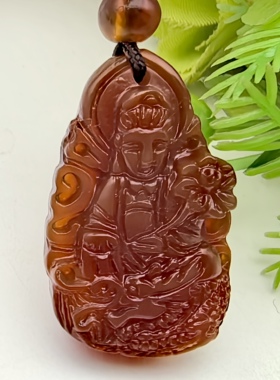 普贤护龙天然老料红玉髓玛瑙生肖龙守护神挂件一物一图A50--119