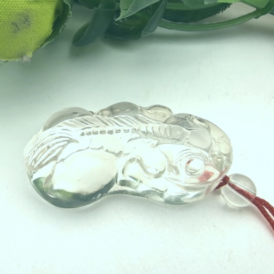 天然白水晶招财貔貅吊坠挂件男女款一物一图A47-59