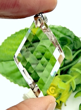 天然浅茶水晶双刻面螺纹菱形吊坠挂坠男女款稳定情绪实物拍A38-13
