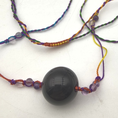 天然黑曜石转运珠吊坠(个)挂件男女款20mm实物拍A47-36