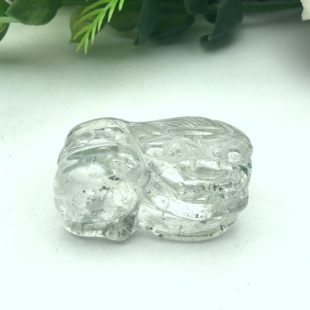 天然老料绿幽灵水晶原石雕刻貔貅鬼佬财神吊坠一物一图A50-39