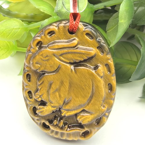 钱途（兔）无量天然黄虎眼生肖兔吊坠挂件护身符一物一图A45-100