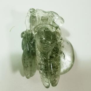 福禄寿~福在眼前~知足常乐~精品纯天然绿幽灵水晶手工雕刻摆件A24