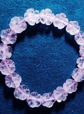 特价正品清仓~纯天然星光冰粉水晶雕刻双面梅花女款手链手串A24