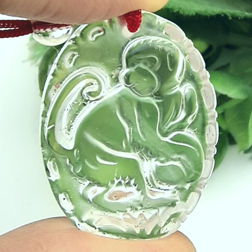 猴佑安康～天然白水晶生肖猴吊坠挂件护身符一物一图A45-111