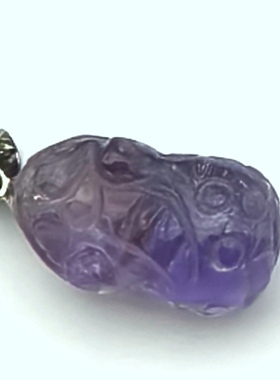 天然紫水晶貔貅吊坠招财貔貅项链女锁骨链皮丘挂件饰品礼物A27