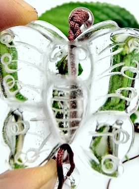 天然白水晶雕刻蝴蝶吊坠挂坠毛衣链复古民族风女礼物实物拍A38-19