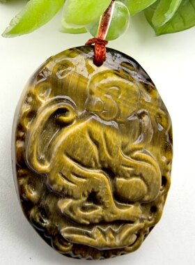 金猴献瑞～天然黄虎眼石猴子吊坠男女挂件护身符一物一图A45-114