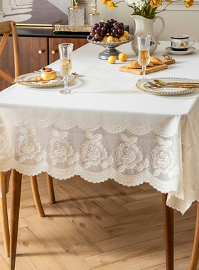 2025新款pvc桌布防水防油免洗餐桌布台布欧式蕾丝茶几布家用长方