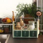 日本dulton调料盒金属玻璃调味盒子工业风架多功能桌面收纳储物盒