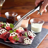 日本进口烧烤夹304不锈钢洋食器食品夹户外家用牛排烤肉夹防烫夹