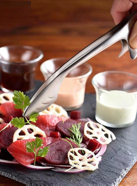 日本进口烧烤夹304不锈钢洋食器食品夹户外家用牛排烤肉夹防烫夹