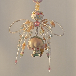 泡泡玛特萌粒手机链dimoo串珠蝴蝶结郊游系列可爱少女心车包挂件