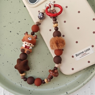 美拉德泡泡玛特圣诞麋鹿dimoo手机链包挂件冬季可爱女生闺蜜礼物