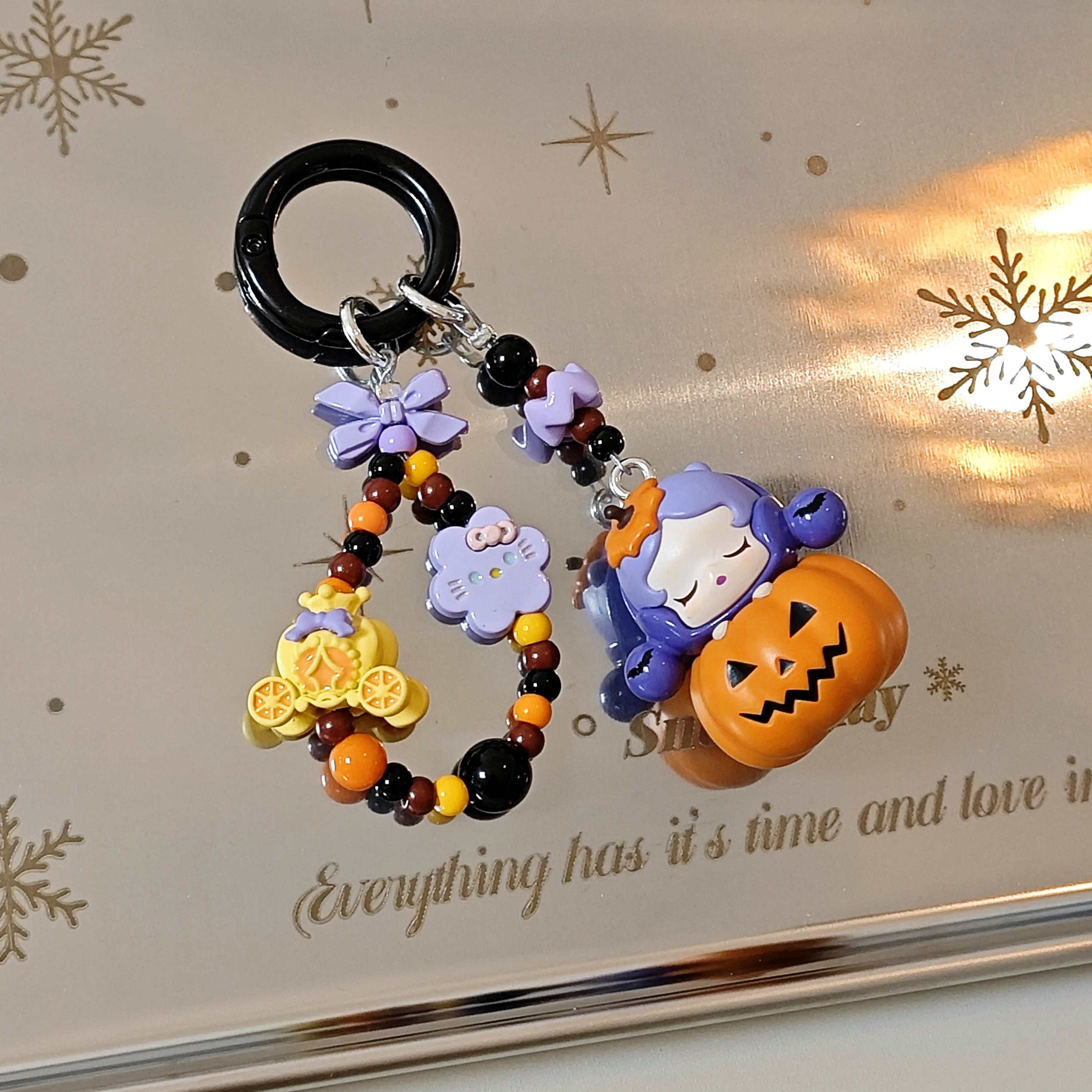 萌粒串珠手机链可爱泡泡玛特万圣节南瓜装饰秋冬季钥匙扣闺蜜礼物