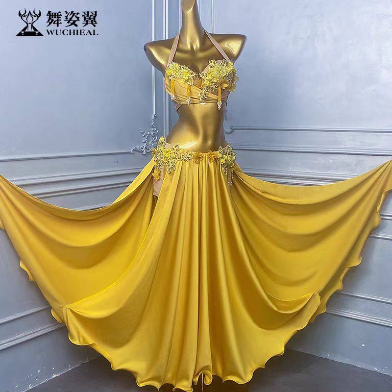 舞姿翼黄色肚皮舞表演出服套装