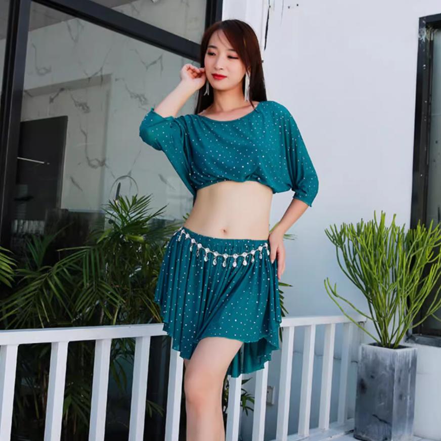 舞娘肚皮舞练功服套装2025新款冬初学者东方舞女性感短裙练习演出