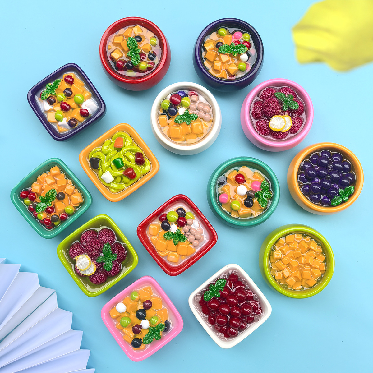 新款高货网红抖音网红小红书甜品西米露水果美食3D立体树脂冰箱贴