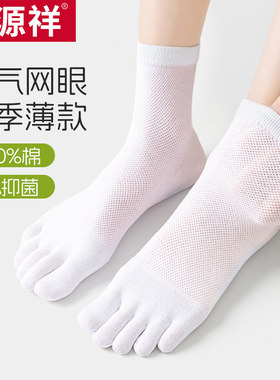 夏季网眼纯棉五指袜女