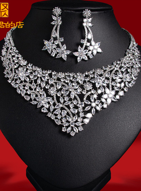 【花簇侵染】重工夸张精致锆石花朵项链套装晚宴礼服配饰小众超仙