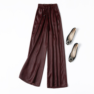 40姆米重磅红云缎！古色古香！挺括有型！真丝香云纱阔腿裤长裤