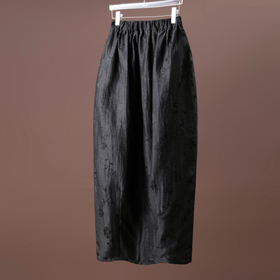 提花龟纹香云纱挺阔花苞裙真丝裙