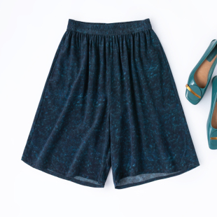 休闲沙滩裤 真丝双绉松紧腰男女共穿加大居家短裤 不拼接 有口袋