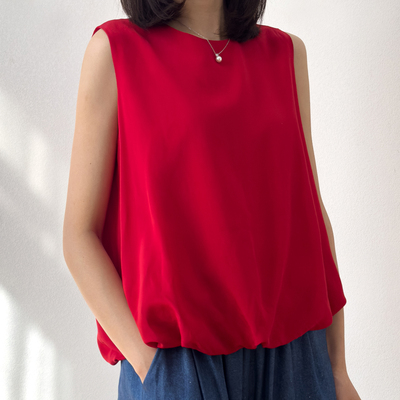 茧型“红苹果”有内衬真丝背心