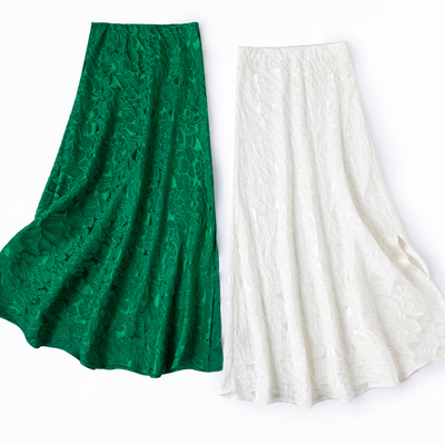 重磅肌理感半裙真丝开叉包臀长裙