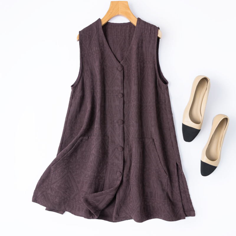 重磅“复古面料”真丝油丝精致提花桑蚕丝长背心V领宽松口袋马甲