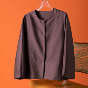 暗扣开衫 质感及简风 篙级丝羊毛外套 圆领长袖 新 初秋有内衬女款