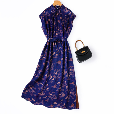 端庄提花香云纱长裙桑蚕丝连袖裙