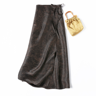 新中式 鎏金小重缎 古法香云纱 围裹裙 半身裙长裙 真丝一片式