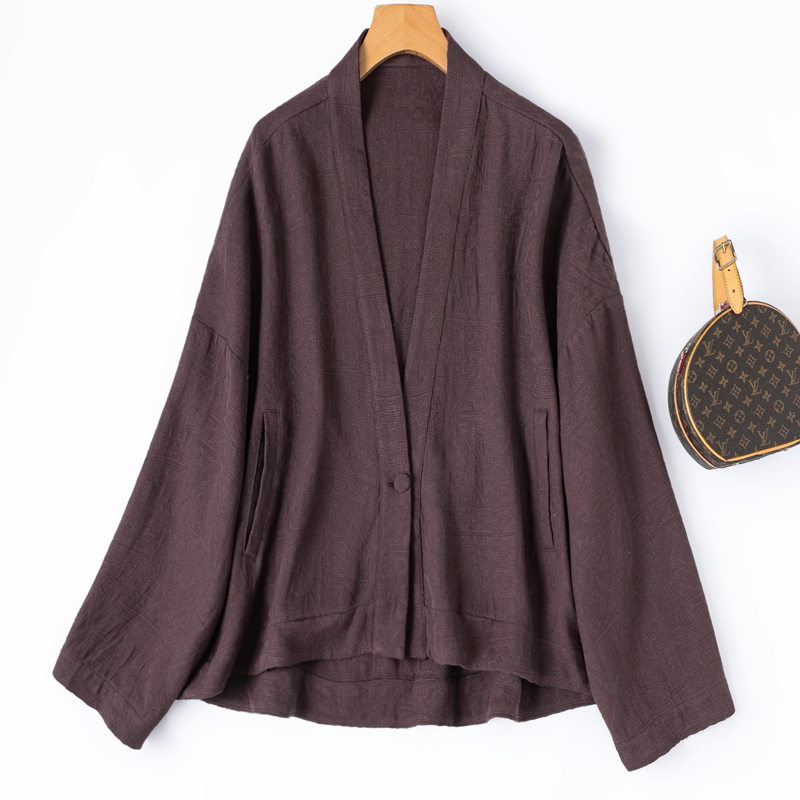 重磅灰紫外套真丝油丝落肩袖外搭