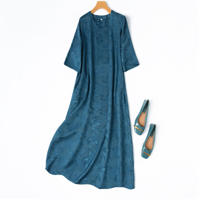 透气柔软全孔罗！提花真丝裙子