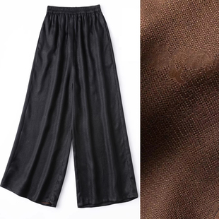 暗八仙莨纱九分裤！凉爽香云纱松紧腰直筒裤宽松桑蚕丝休闲裤子女