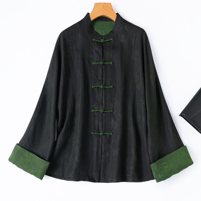 “墨翠”全孔罗香云纱长袖衬衫