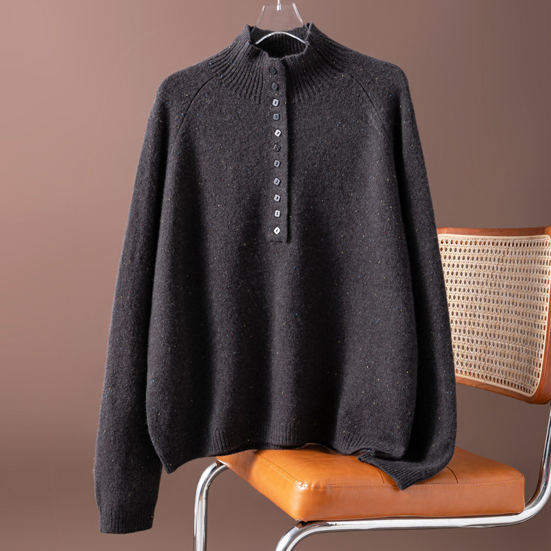 点子纱100纯羊毛！深灰色半高领套头插肩袖针织衫亲肤毛衣简约女,女装/女士精品,毛衣,淘宝优惠券,粉丝福利购,淘宝优惠卷