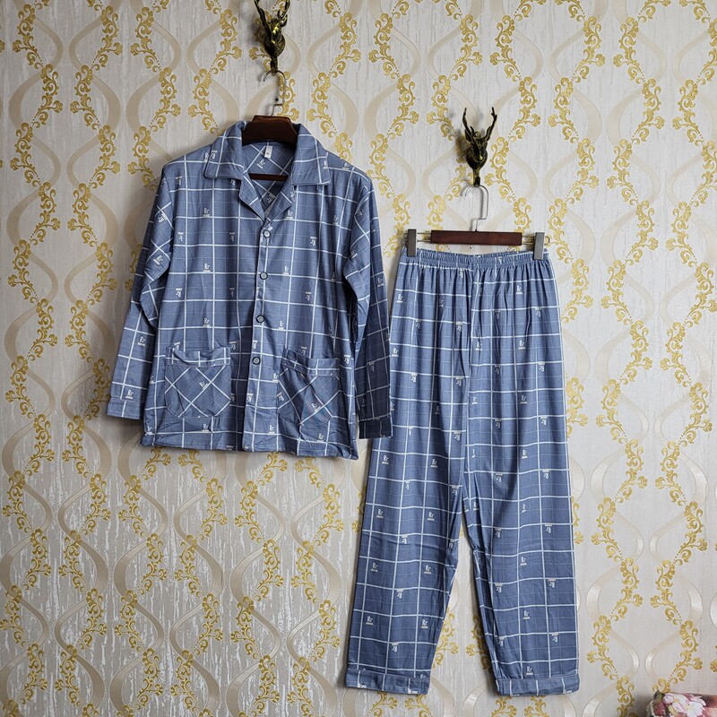 格朗特男士棉质睡衣套翻领家居服