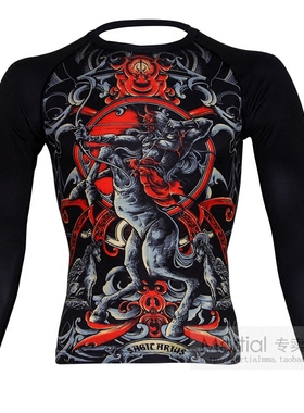 尚武紧身衣长袖男高弹健身衣格斗搏击柔术防磨衣 暗黑系星座系列