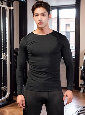 尚武MMA防磨衣长袖纯黑百搭耐磨透气速干紧身衣健身运动BJJ柔术服