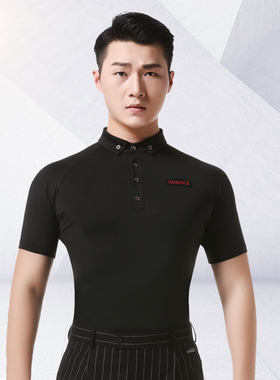 丹宝罗舞蹈练功服摩登舞上衣男成人新款跳舞服装男士拉丁舞服夏季
